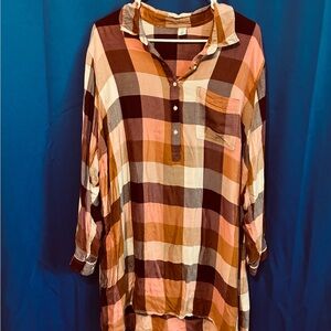 Old Navy Multicolor Plaid Button-Down Tunic